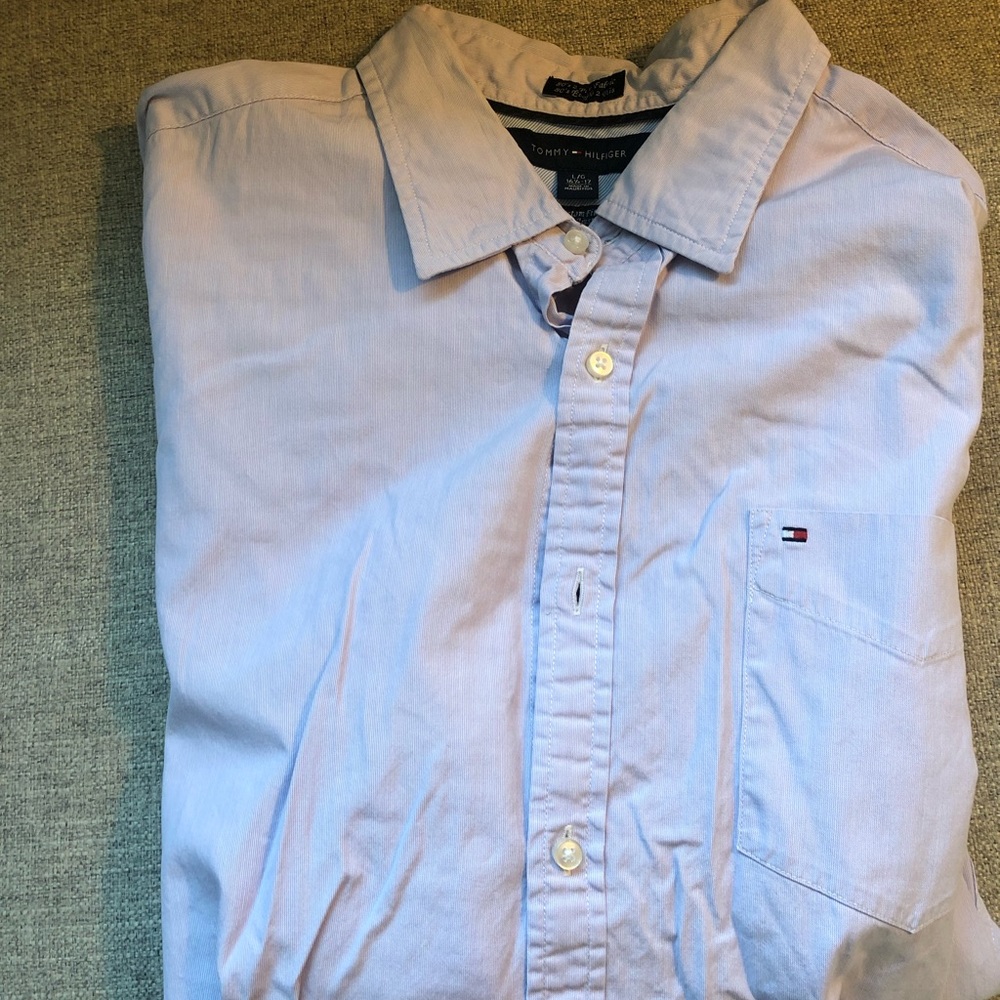 Men’s Tommy Hiflger dress shirt, blue, business shirt, workwear, button down